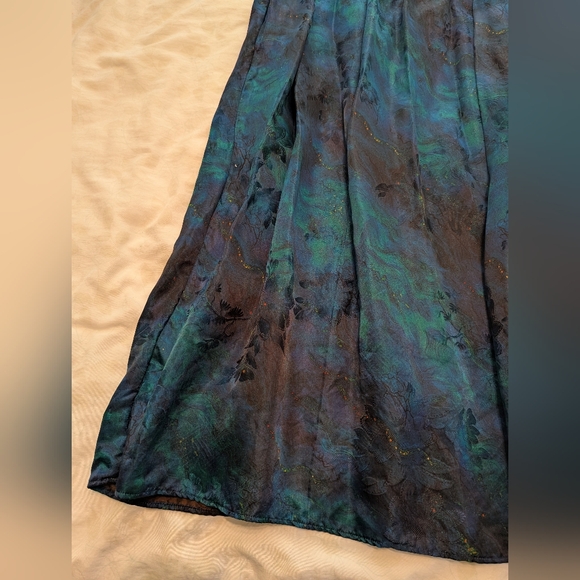 NWOT 100% Silk Sleeveless mysterious blue abstract print dress Size M - Picture 11 of 16